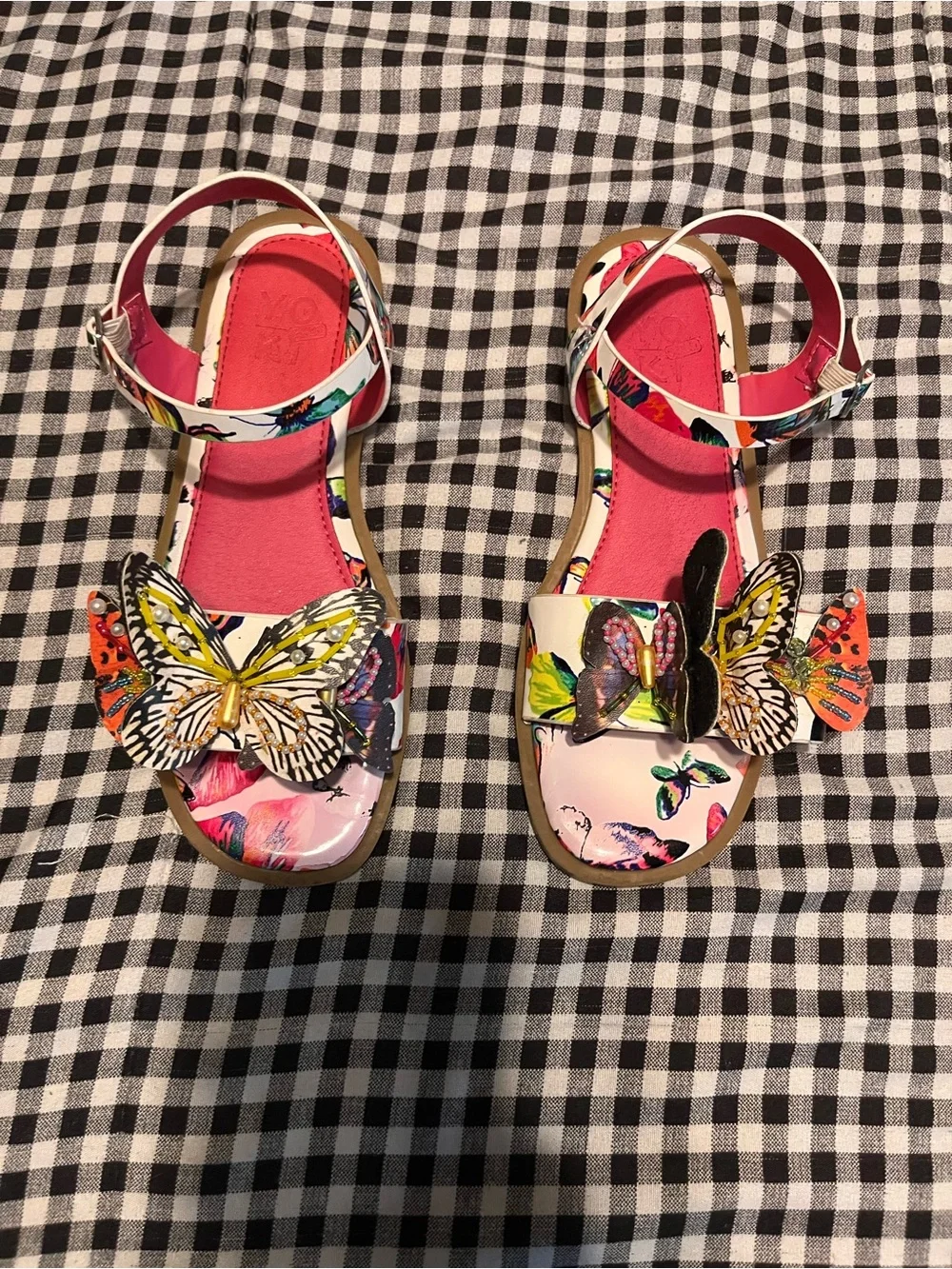 Girls YOKI Butterfly Floral Pink Sandals size 2